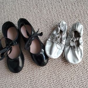 Leather ballet shoes and tap shoes, girl, size 12